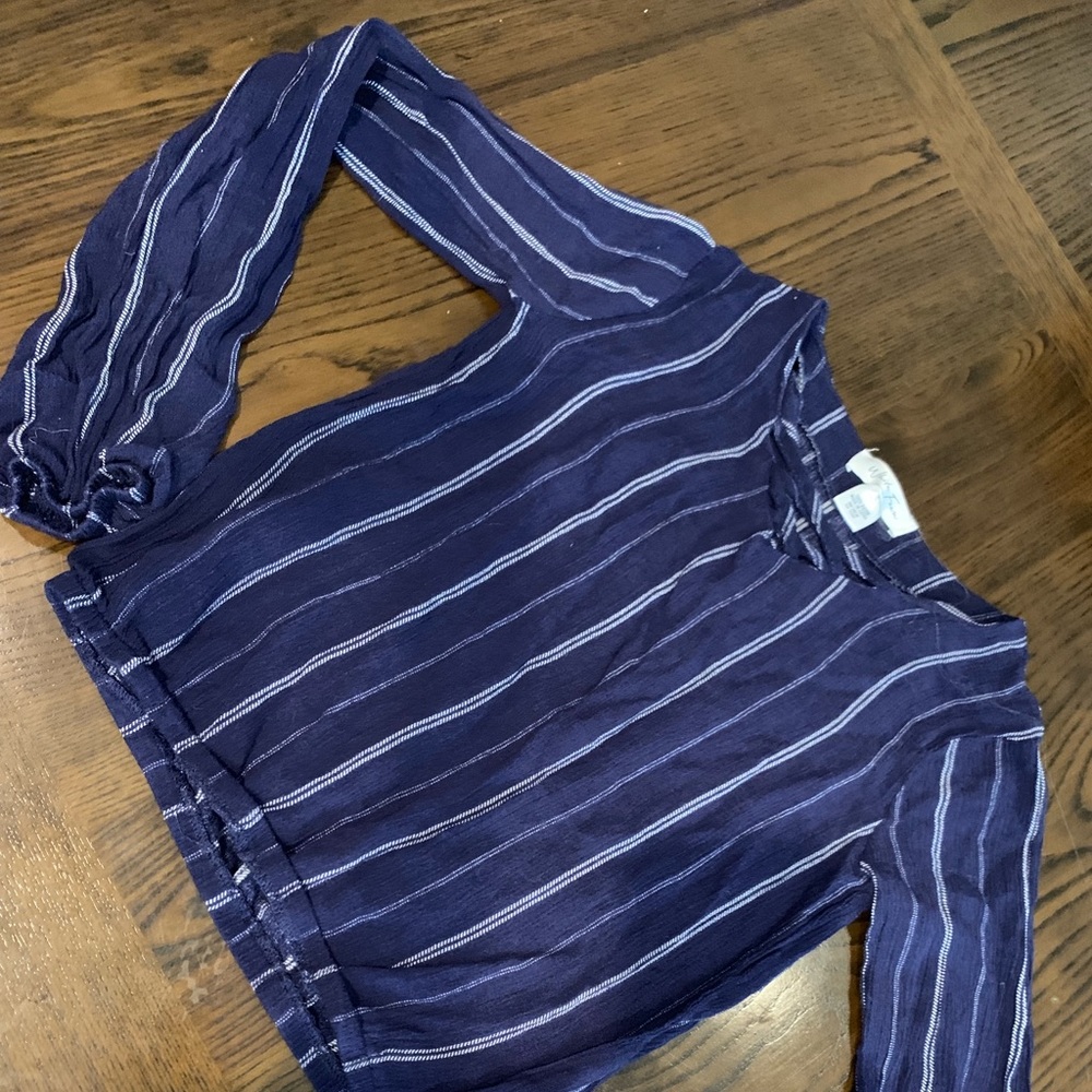 Girls Long sleeve blue striped blouse